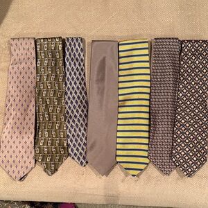 Jos. A. Bank Men's Tie Set — Blue, Yellow, Green, Brown, Gray Patterns